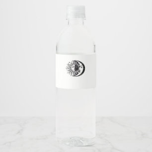 Whimsigoth Watercolour Sun Moon Witchy Classic Water Bottle Label