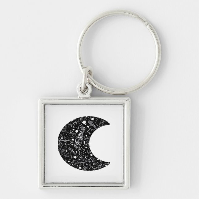 Whimsigoth Witch Moon Wicca Kawaii Goth Tattoo Ast Keychain (Front)