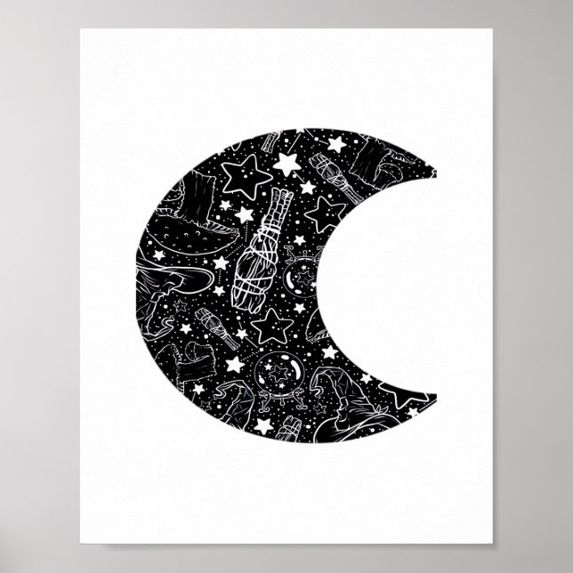 Whimsigoth Witch Moon Wicca Kawaii Goth Tattoo Ast Poster (Front)