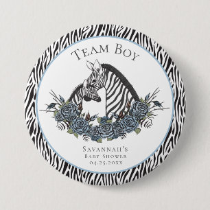 Whimsigoth Zebra Safari Team Boy French Blue Button