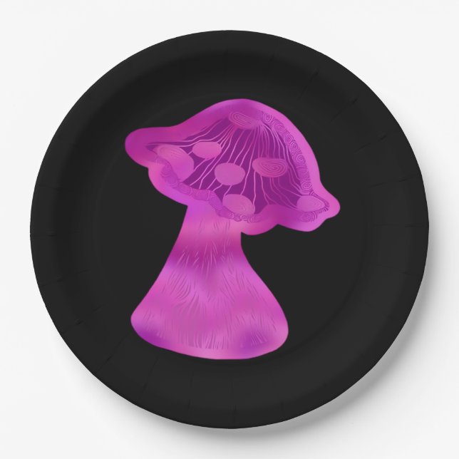 Whimsigoth Zen Pattern Mushroom Paper Plates (Front)