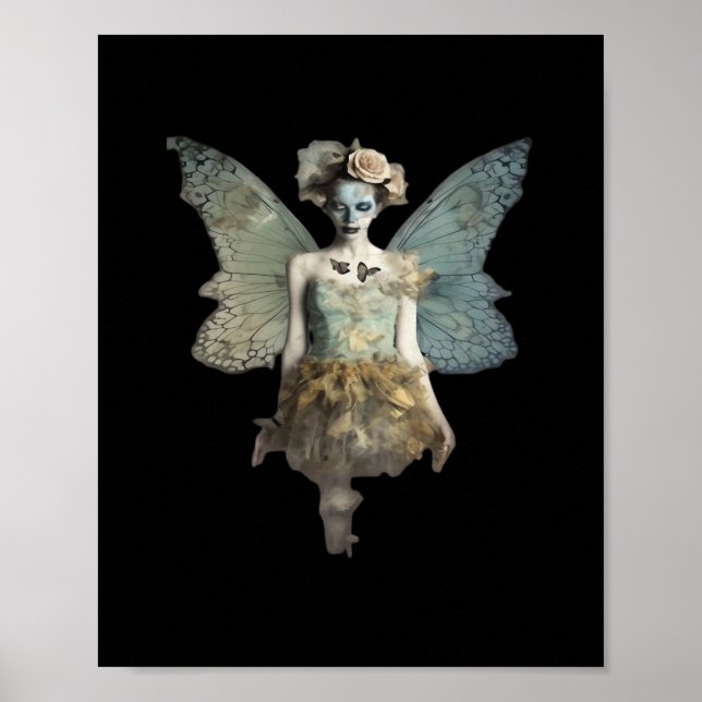 Whimsigoth Zombie Fairy Old Timey Gothic Moody Art Poster (Front)