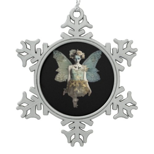 Whimsigoth Zombie Fairy Old Timey Gothic Moody Art Snowflake Pewter Christmas Ornament