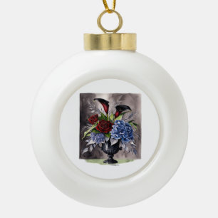 Whimsigothic – Gothic Floral Vase Aesthetic Classi Ceramic Ball Christmas Ornament