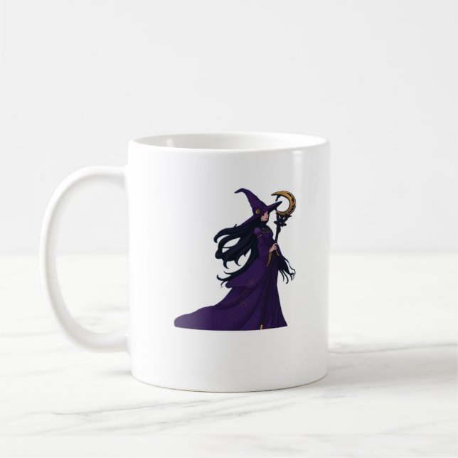 Whimsigothic Moon Witch Coffee Mug (Left)