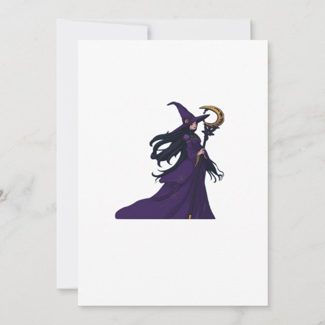 Whimsigothic Moon Witch Holiday Card (Front)