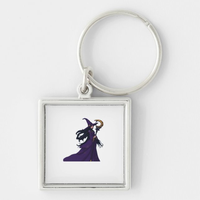 Whimsigothic Moon Witch Keychain (Front)