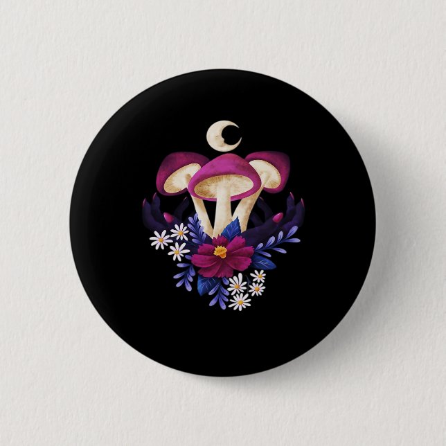 Whimsigothic Mushrooms Classic Button (Front)