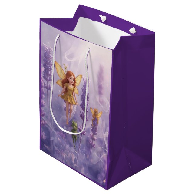 Whimsy Among the Purple Blooms Medium Gift Bag (Front Angled)