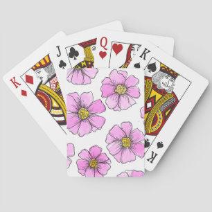 Whimsy and Pink Watercolor Flowers Poker Cards