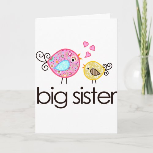 Whimsy Birds Big Sister T_shirt Announcement