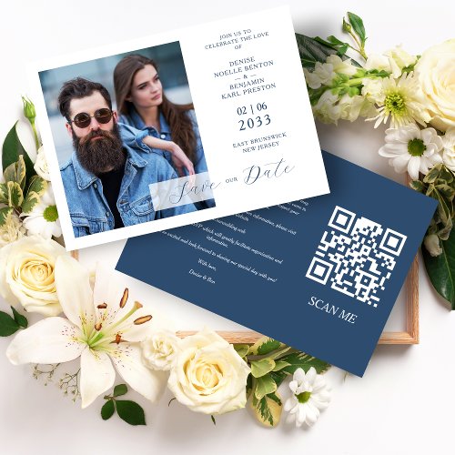 Whimsy Bliss Blue Jeans Inspired Photo QR Save The Date