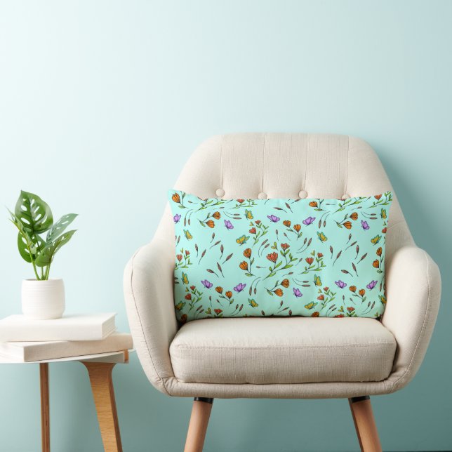 Whimsy Bloom Floral Throw Pillow (Chair)