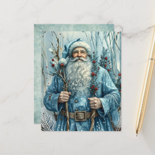 Whimsy Blue Christmas Santa Scrapbook Paper