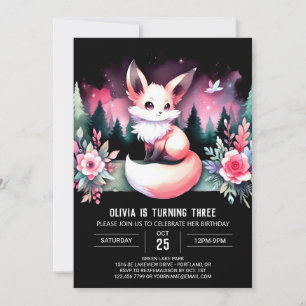 Whimsy Boho Fox Birthday digital Invitation