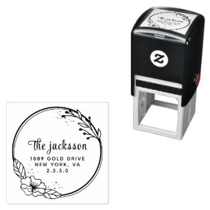 Whimsy Botanical Family Name & Return Address  Self-inking Stamp