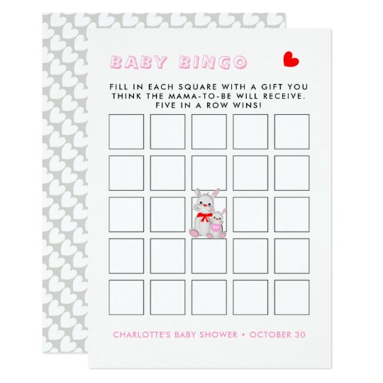 Whimsy Bunny Rabbits Baby Shower Bingo Game Invitation Zazzle Com