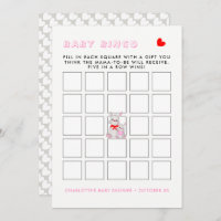 Whimsy Bunny Rabbits Baby Shower Bingo Game Invitation