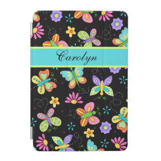 Whimsy Butterflies Black Name Personalized iPad Mini Cover