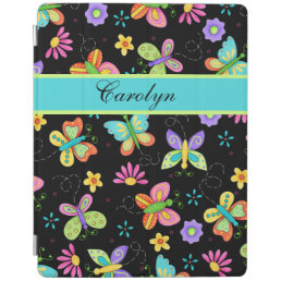 Whimsy Butterflies Black Name Personalized iPad Smart Cover