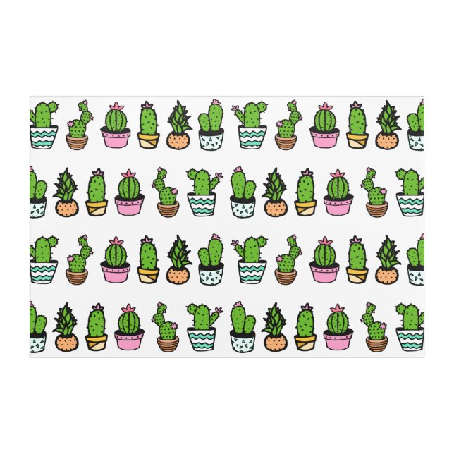 Whimsy Cacti Pots Acrylic Print (Front)