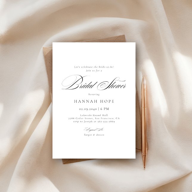 Whimsy Calligraphy Budget Wedding Bridal Shower Invitation (Creator Uploaded)