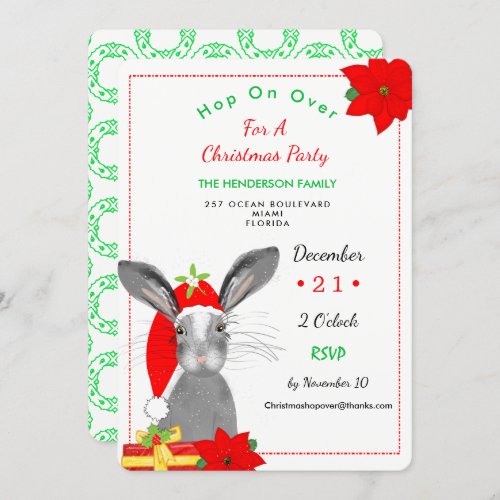 Whimsy Christmas Bunny Rabbit Invite