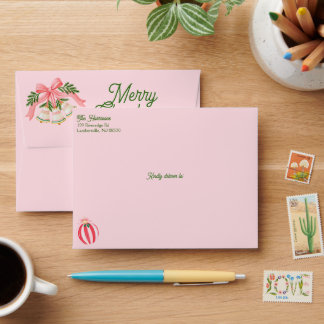 Whimsy Christmas Ornaments Pink Envelope
