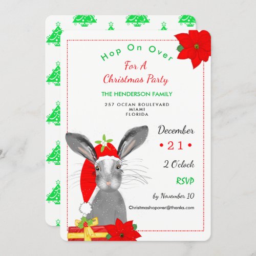 Whimsy Christmas Rabbit Woodland Animal Invite
