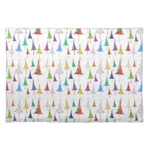 Whimsy Christmas Trees on White Placemat