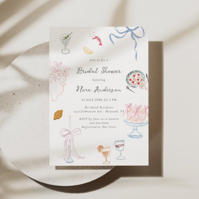Whimsy Colorful Illustrated Bridal Shower Invitation (Creator Uploaded)