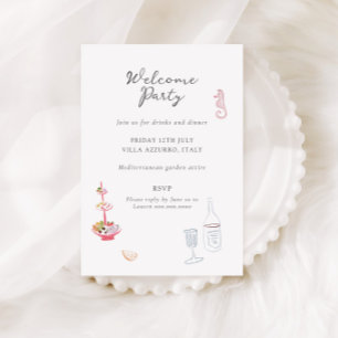 Whimsy Colorful Illustrated Wedding Details Enclosure Card