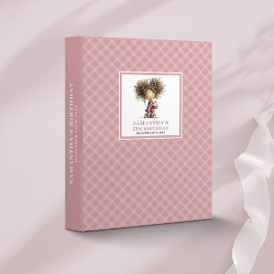 Whimsy Curly Girl 10th Birthday Pink memory album 3 Ring Binder