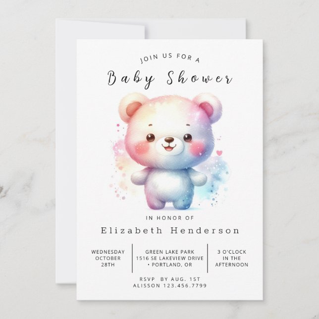 Whimsy Custom Bear Baby Shower Invitation (Front)