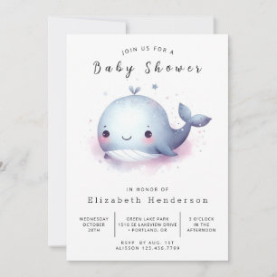 Whimsy Custom Whale Baby Shower Invitation