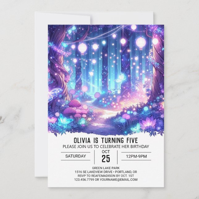 Whimsy Custom Woodland Digital Birthday Invitation (Front)