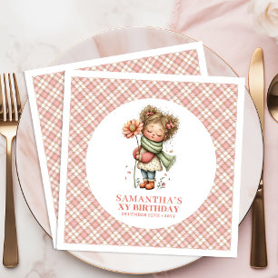 Whimsy Cute Blush Fairy Flowers 4th Birthday  Paper Dinner Napkins