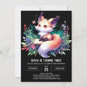 Whimsy Cute Fox Birthday digital Invitation