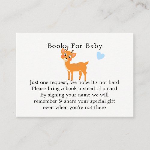 Whimsy Deer Hearts Winter Baby Shower Book Request Enclosure Card