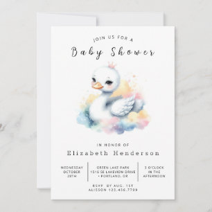 Whimsy Digital Swan Baby Shower Invitation
