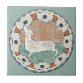 Whimsy Dog Mint Blue Terracotta Teal Aqua Ceramic Tile