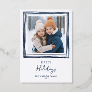 Whimsy doodle frame Christmas Holidays  Letterpress Photo Cards