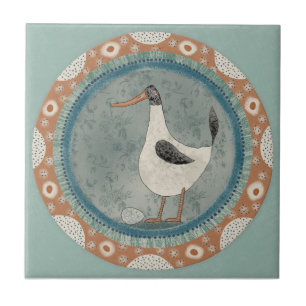 Whimsy Duck Mint Blue Terracotta Teal Aqua Ceramic Tile