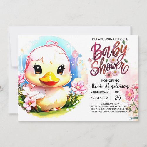 Whimsy Duckling Baby Shower Invitation