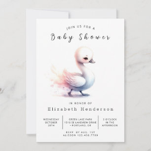 Whimsy Editable Swan Baby Shower Invitation