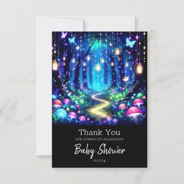  Whimsy Elegant Enchanted Forest Baby Shower  Thank You Card (Front)
