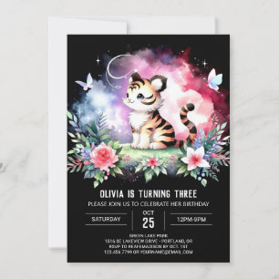 Whimsy Elegant Tiger Birthday Invitation