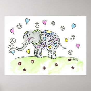 Whimsy Elephant Poster by KaliParsons at Zazzle