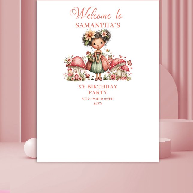 Whimsy Fairy 4th Birthday Blush Flowers Backdrop (Whimsy Fairy 4th Birthday Blush Flowers Backdrop)