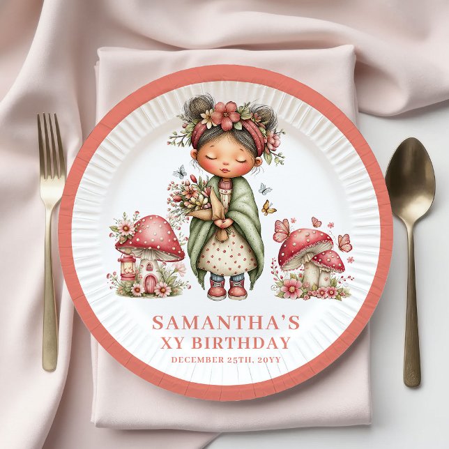 Whimsy Fairy 4th Birthday Pink Floral Plates (Whimsy Fairy 4th Birthday Pink Floral Plates)